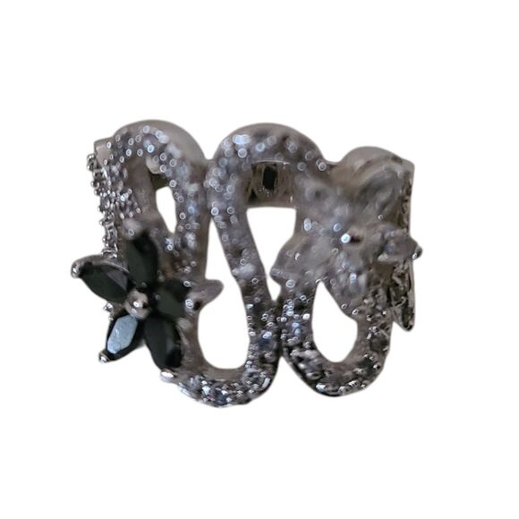 vintage 925 silver cubic zirconia & spinel floral wavy ring size 5.5 - Picture 2 of 4